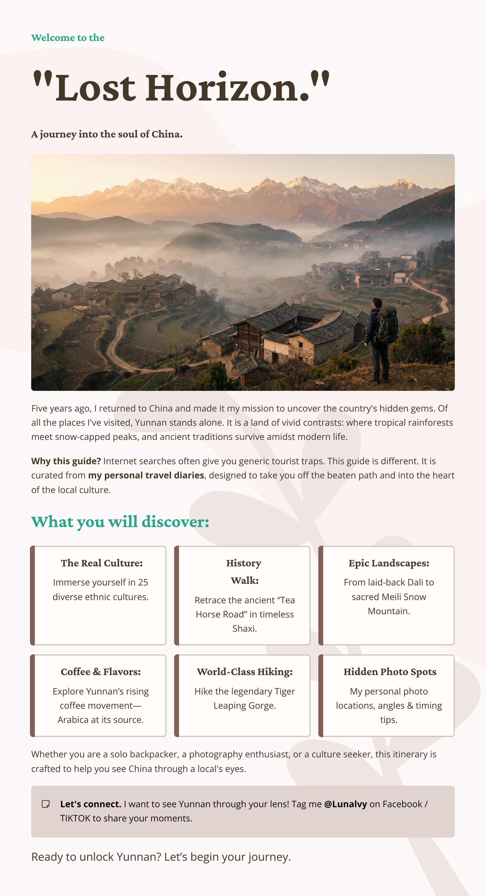 Start with our signature Yunnan guide