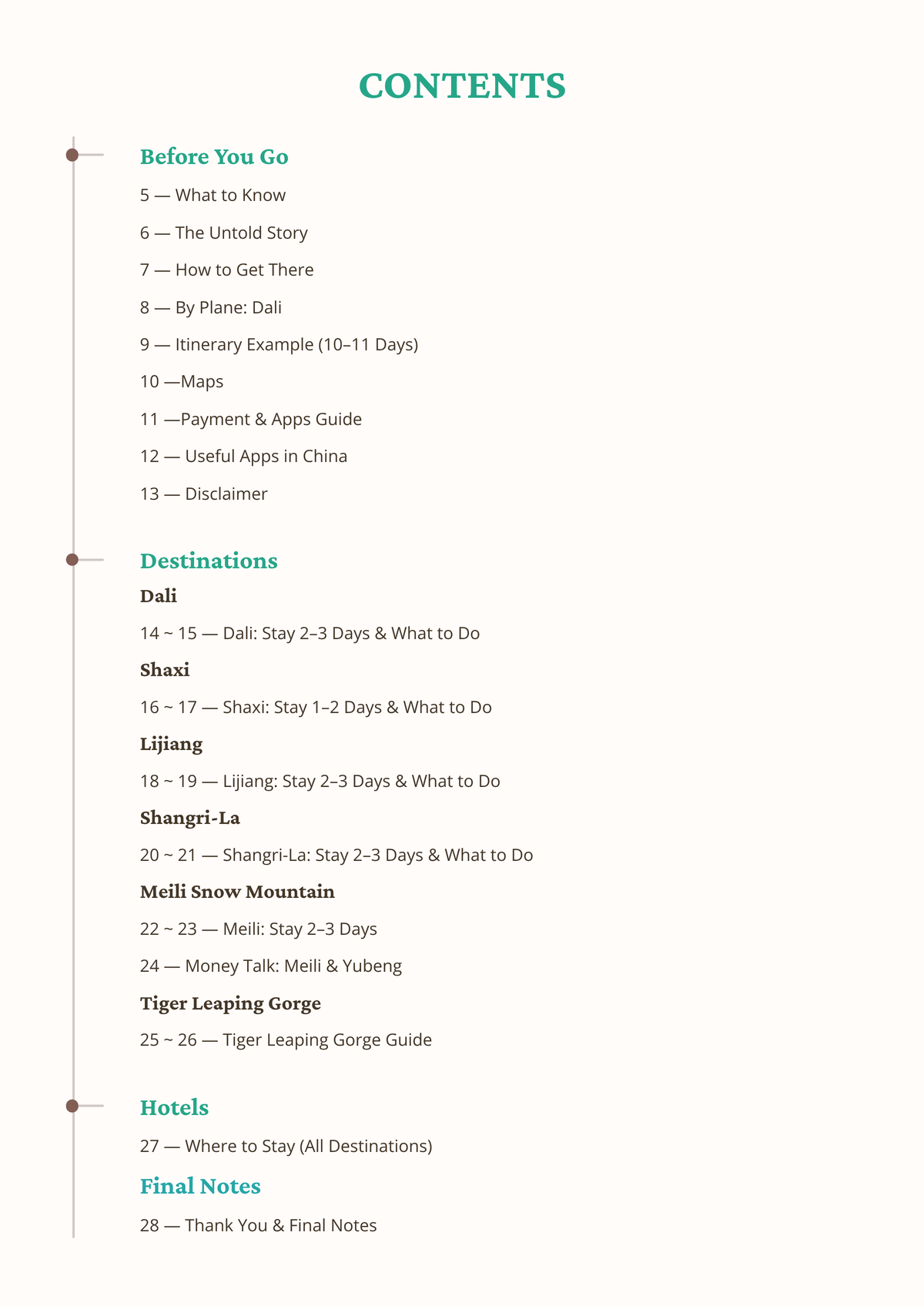 Preview page from the Yunnan itinerary