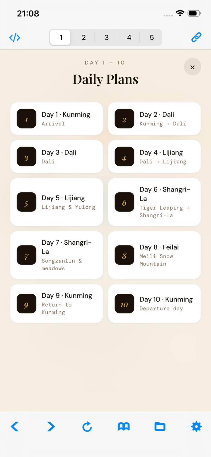 Yunnan Travel Kit practical toolkit preview on a phone